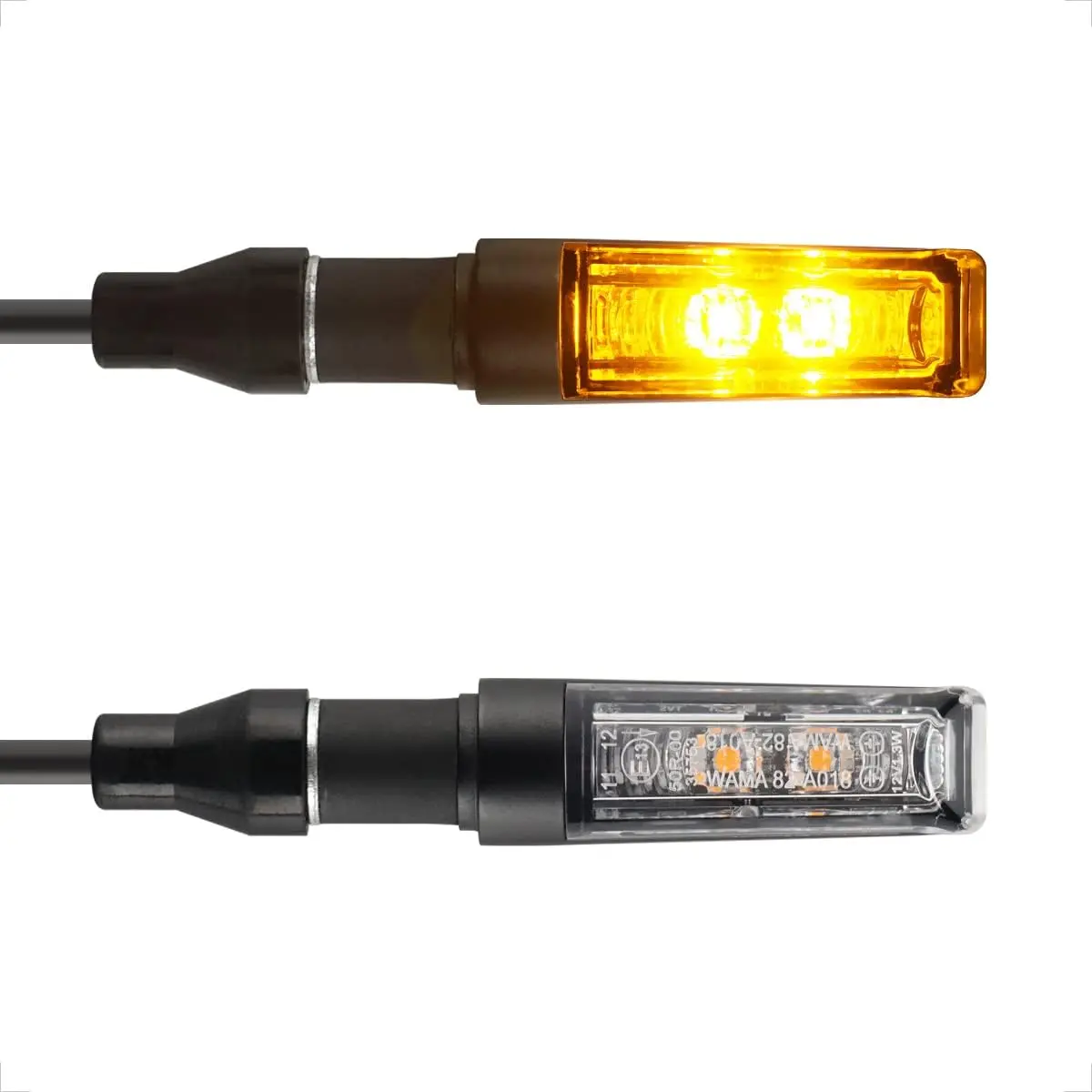 2-Pack 12V Voltage LED Motorcycle Turn Signals - Sturdy Waterproof Aluminum Alloy Shell Blinkers with Rubber, M8 Screw Mount, 240mm Wire, 1.3W Abrasion-Resistant LEDs for Most Motorcycles, Dirt Bikes, Led Light