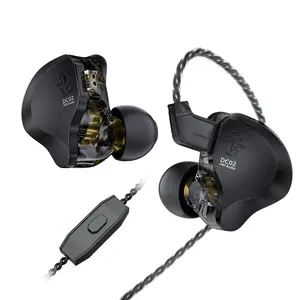 CCZ DC02 Wired Earbuds, Gaming Earphones in Ear Monitor Headphones Ultra-strong Bass, 4N OFC Detachable Audio Cable with HD Mic, Earphone Noise Isolation Headset, Professional IEM for Singers Musicians, Drummers