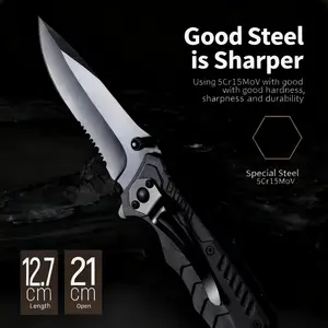 Compact EDC Folding Utility Knife with Textured Anti-Slip Grip & Safe Lock - Stainless Steel Sharp Blade, Ergonomic Handle, Lightweight Portable Tool for Camping, Survival, DIY, Household, Outdoor & Daily Carry (No Power Needed)