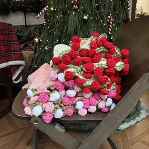 Rose Hand-Woven Coral Fleece Blanket - Pure Handmade Shawl & Decoration for Christmas Gift Lovers Friends Mothers TiktokshopBlackFriday