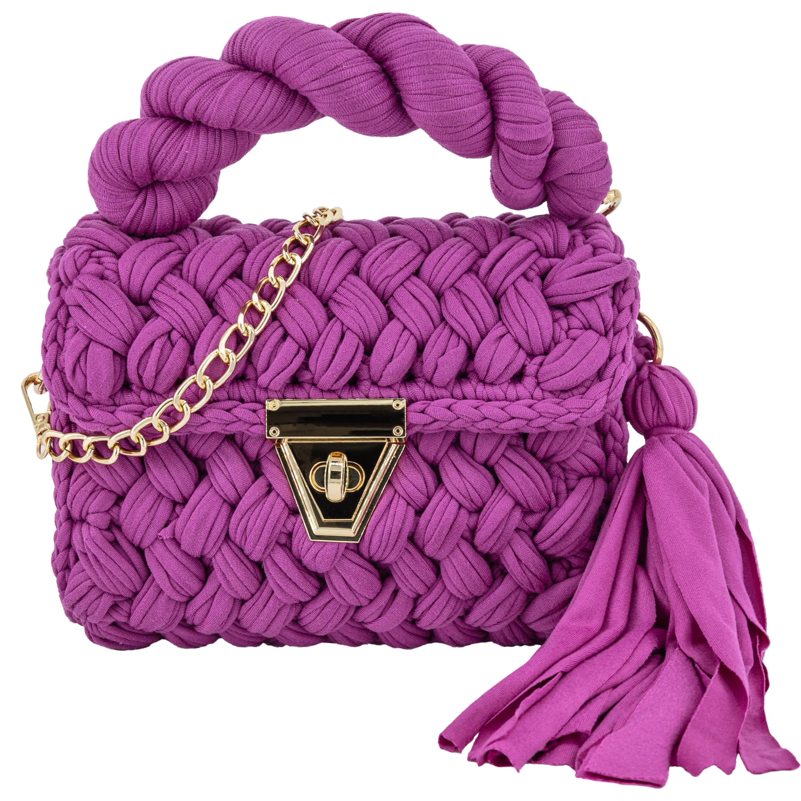 Handmade Crochet Cotton Fabric Clutch Purse - Luxury Evening Crossbody Bag with Removable Tassel Chain Strap & Card Slot, Ideal Gift for Girlfriend’s Birthday or Mother’s Day