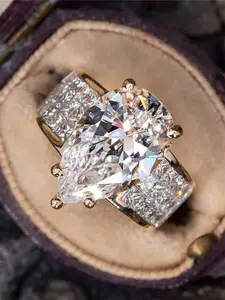 1 PC Elegant Cubic Zirconia Ring Teardrop Bridal Rings For Women For Wedding Engagement Party Jewelry Valentine's Day Gift