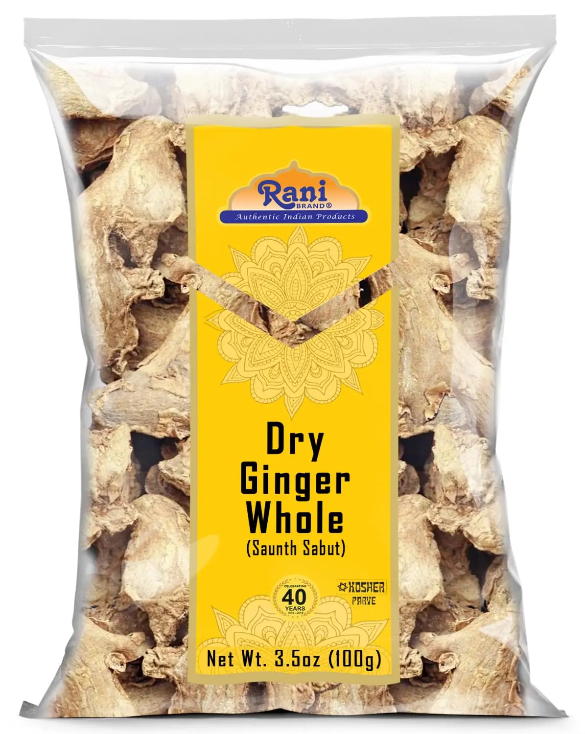 Rani Ginger (Adarak Sabut) Whole, Spice 3.5oz (100g) ~ All Natural | Vegan | Gluten Friendly | NON-GMO | Kosher | Indian Origin