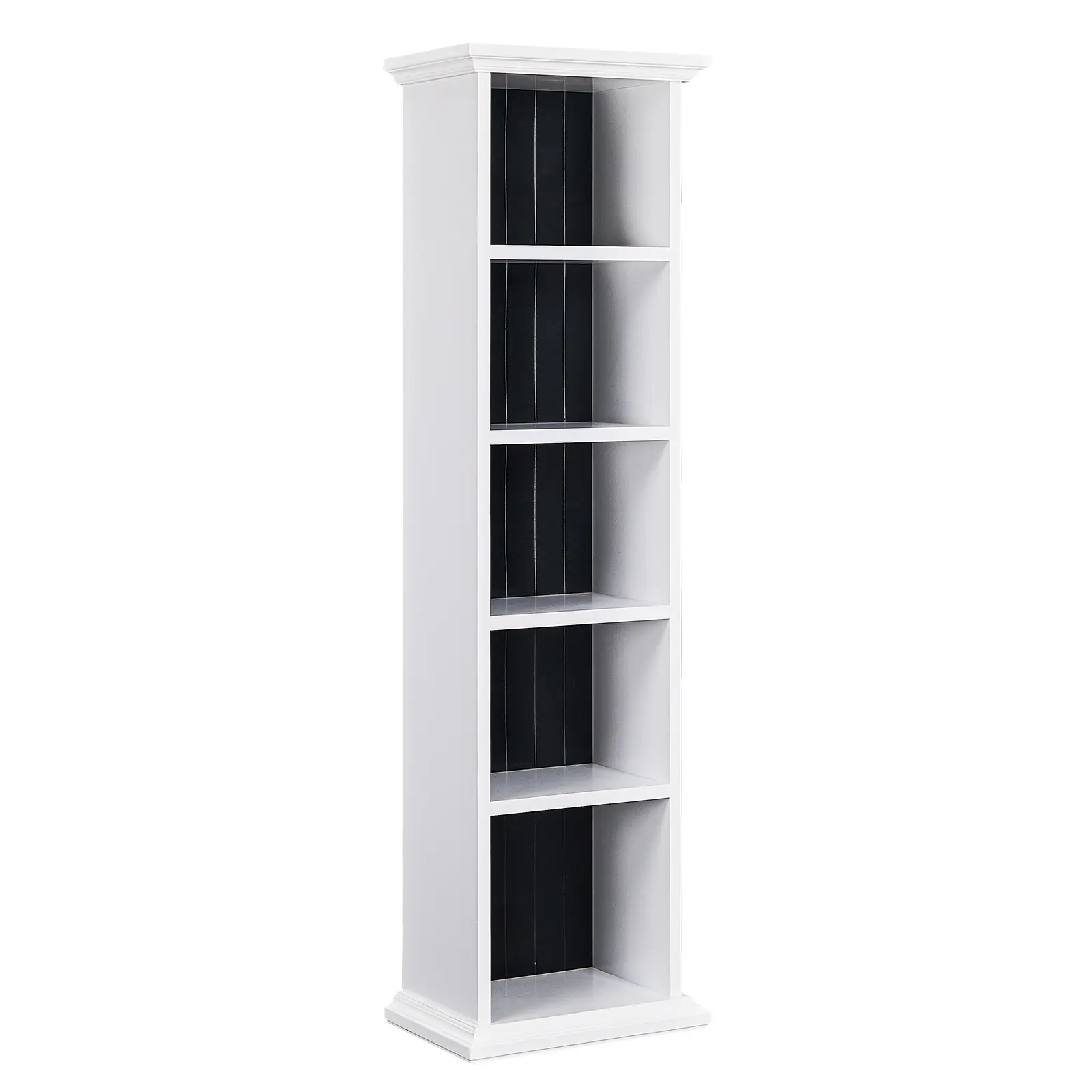 White 5-Tier Modern Ladder Bookcase with Black Back Panel - 70.8" Tall Living Room Furniture Display Shelf for Office, Bedroom