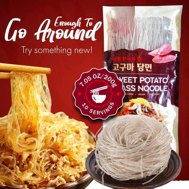 Fusion Select 2 Packs Sweet Potato Glass Noodles - Zero-Fat, Low-Calorie, No-Sodium Diet-Friendly, Gluten-Free, Vegan, Stir-Fry, Dumplings, Hot Pot 7.05oz