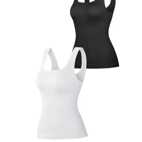 Women's Seamless Striped Abdomen Control Shapewear Vest, Square Neck Compression Top, Slimming Body Shaper Tank Top, Ladies Shapewear Sleeveless, Underwear, Basic, Womenswear, Abdominal Control Shapewear