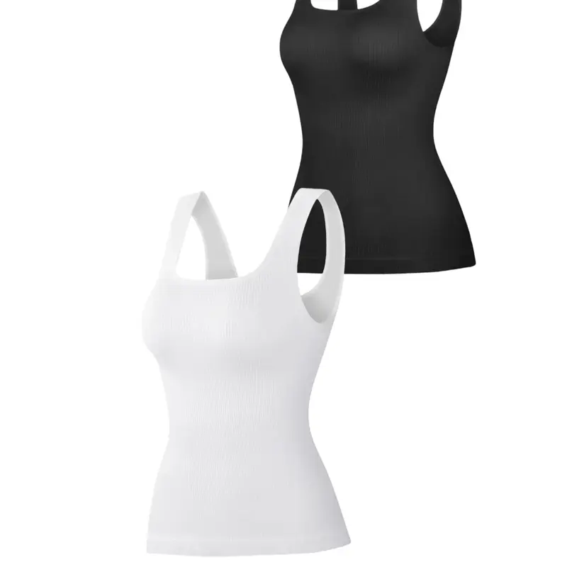 Women's Seamless Striped Abdomen Control Shapewear Vest, Square Neck Compression Top, Slimming Body Shaper Tank Top, Ladies Shapewear Sleeveless, Underwear, Basic, Womenswear, Abdominal Control Shapewear