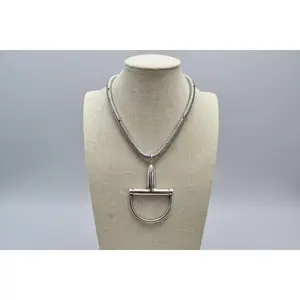 Large Horse Bit Pendant Statement Necklace - 16 Inch + 3