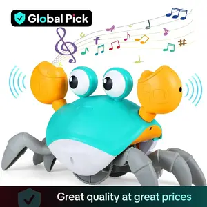 Electric Crawling Crab Design Toy, Automatic Avoidance Walking Sensory Toy with Music & Light, Interactive Musical Toy, Fidget Toys, Birthday Gifts