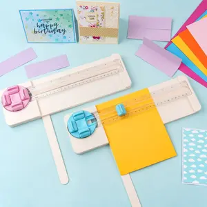 4-in-1 Paper Trimmer with Dial Blades, Multi-Functional Craft Paper Cutter DIY Scrapbooking Paper Cutting Tool