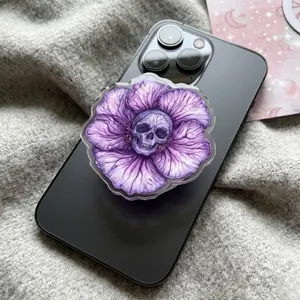 Skull Flower MagSafe Phone Grip, Horror Aesthetic Magnetic Phone Holder, Kawaii Scary Fan Gift , Kindle Accessories sticky Baby mount Library Card Flower-Shaped Multi-Functional Stand Universal Car Double-Sided Octo Adjustable Portable Monitor