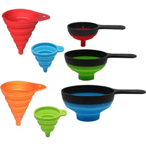 Collapsible Kitchen Funnels 4 Pack + Wide Mouth Canning Funnels 3 Pack