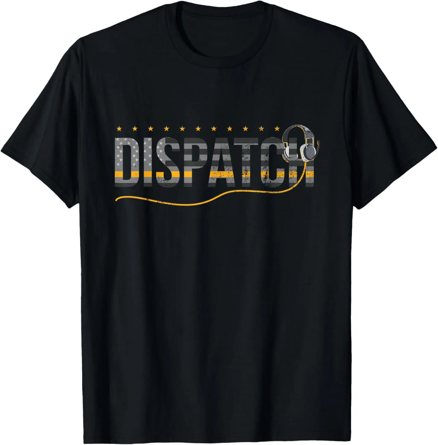 Women's Vintage Graphic T-Shirt, 911 Dispatcher Distressed Thin Yellow Line Print, 100% Cotton Casual Short Sleeve Top