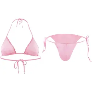 Men’s Underwear Bikini Halter Bra Briefs Sissy Nightwear Lingerie Set Tie Side Pouch Panty Crossdressing Swimsuits