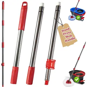 Spin Mop Handle Replacement for Ocedar, Heavy Duty Hand Press Mop Stick Replacement  for O Cedar Easywring/Rinseclean/H2pro, 3 Section 30" to 53" Telescopic Pole, Mop  and Base Excluded