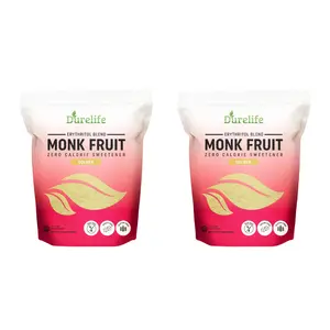 2 PACK Durelife Golden Monk Fruit Sweetener, 1:1 Sugar Replacement, Keto Diet, Zero Calorie, Kosher Sugar Substitute Crystal, Golden Flavor Natural