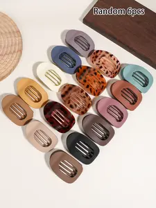 6pcs simple oval large disc hair clip, fashion random color hollow flat Hijab Hair Clip. Safe and comfortable, versatile fashion hair clip, suitable for thick hair, women's essential temperament back hair accessories