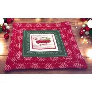 Christmas Coaster Mug Rugs_ Southern Pine Christmas Tree with Red Truck Holiday Gift Idea