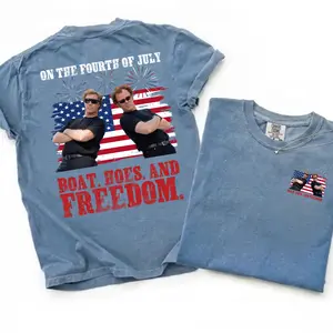 [Comfort Colors] Step Brothers Brand On The Fourth Of July Shirt, Boats Hoes And Freedom Parody T-Shirt, Funny 4th Of July Tee Fitted