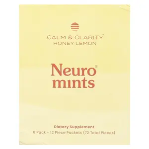 NeuroGum NeuroMints, Calm & Clarity, Honey Lemon, 6 Packs, 12 Pieces Each