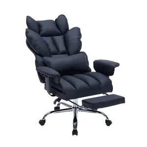 Big & tall executive leather office chair with footrest, supports up to 400 lbs with a wide seat for all-day comfort, ergonomic lumbar support for work or gaming, reclines to 150° for real breaks