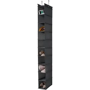 10-Shelf Hanging Shoe Shelf Organizer, Hanging Shoe Storage for Closet (Grey)