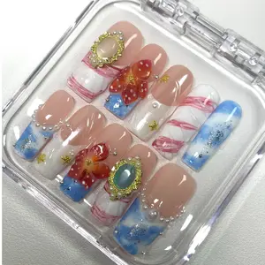 3D Reusable Handmade Press-On Nails – Acrylic, REUSABLE 3D Gel Summer 2025/Prom Minimalist Art Starter removable white nail