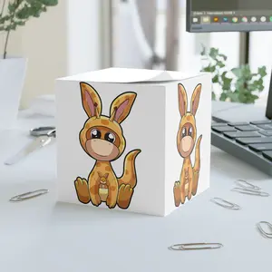Baby Giraffe in Kangaroo Costume Character Note Cube | Cute Animal Memo Block, Desk Sticky Notes
