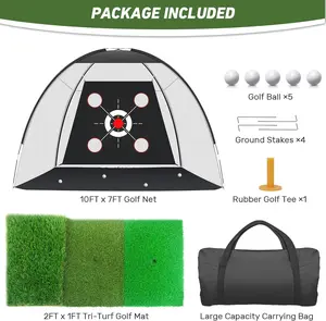 Golf  Net (includes practice mat), 10x7FT, with target, ideal for driving, chipping, and swing practice in the backyard, suitable for indoor and outdoor use, perfect for men, fathers, him, and golfers, Father's Day gift Training