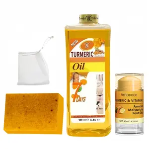 Turmeric 4-piece set - turmeric oil and turmeric soap plus turmeric foot mask, enriched with turmeric extracts, suitable for all skin types, to meet your needs Body Care