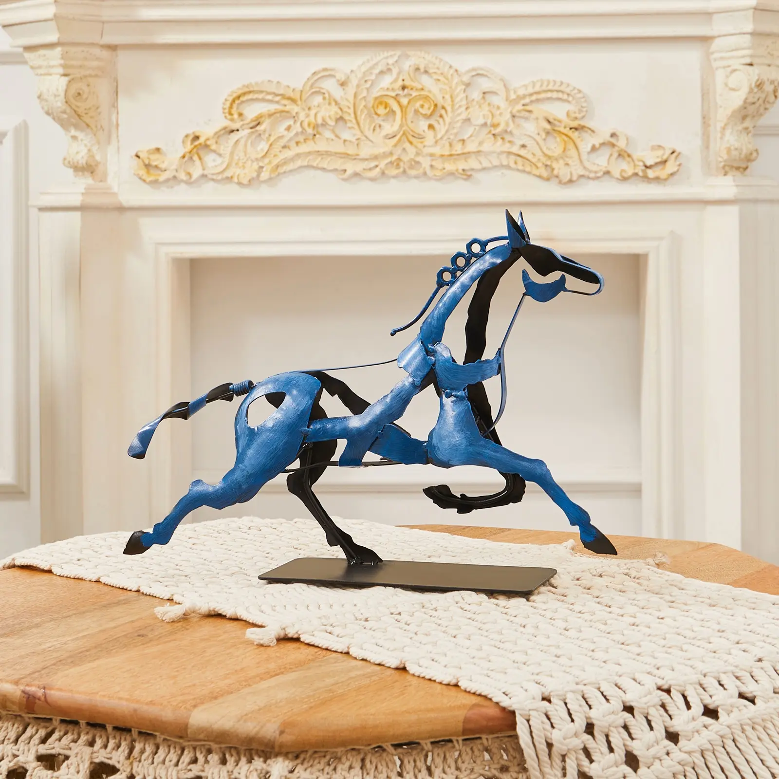 SunBlogs Art Running Horse Sculpture Western Decor, Handmade Metal Horse Statue Home Decor, Rustic Animal Statue Gifts for Women