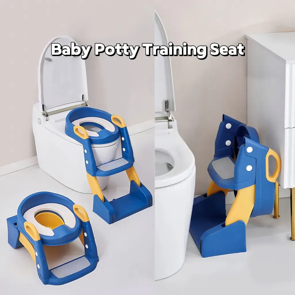 Cochildor 2-IN-1 Toilet Ladder for Potty Trainer Toddler Baby Potty Training Seat,Adjustable Potty Training Seat with Step Stool,Folding to save space