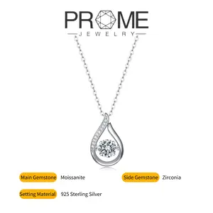 (MX003)S925 Sterling Silver Teardrop Pendant Necklace 1CT Synthetic Moissanite Elegant & Timeless Perfect Gift for Women Daily & Office Wear