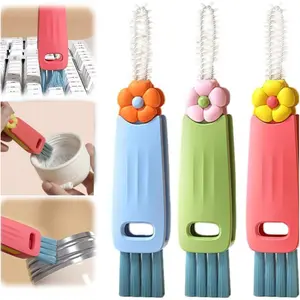 3 in 1 Cup Lid & Crevice Cleaning Brush - Sealing Cover & Straw Cleaner for Food Storage Containers (1, Multi)
