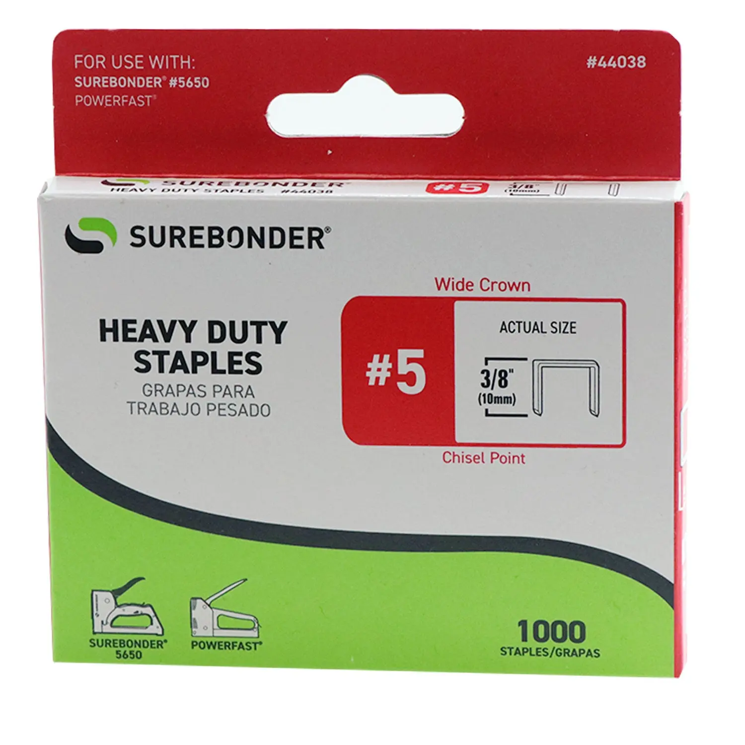 3/8" Heavy Duty Wide Crown Staples - 1000 Count | #5 Series