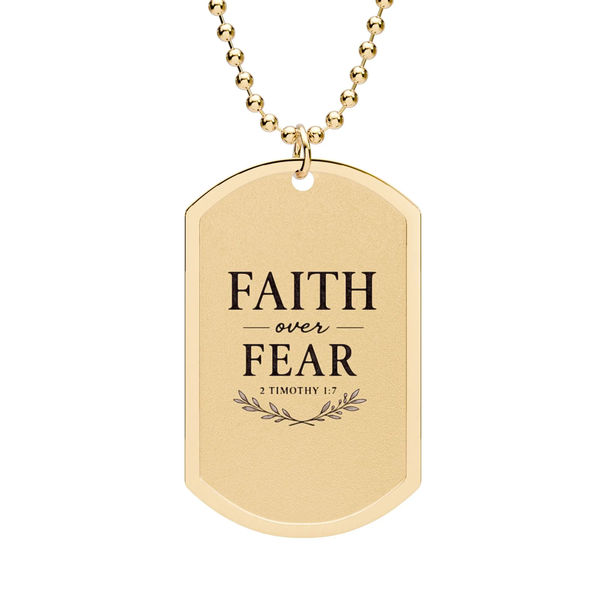 Faith Over Fear Dog Tag Necklace – Inspirational Christian Pendant with Chain