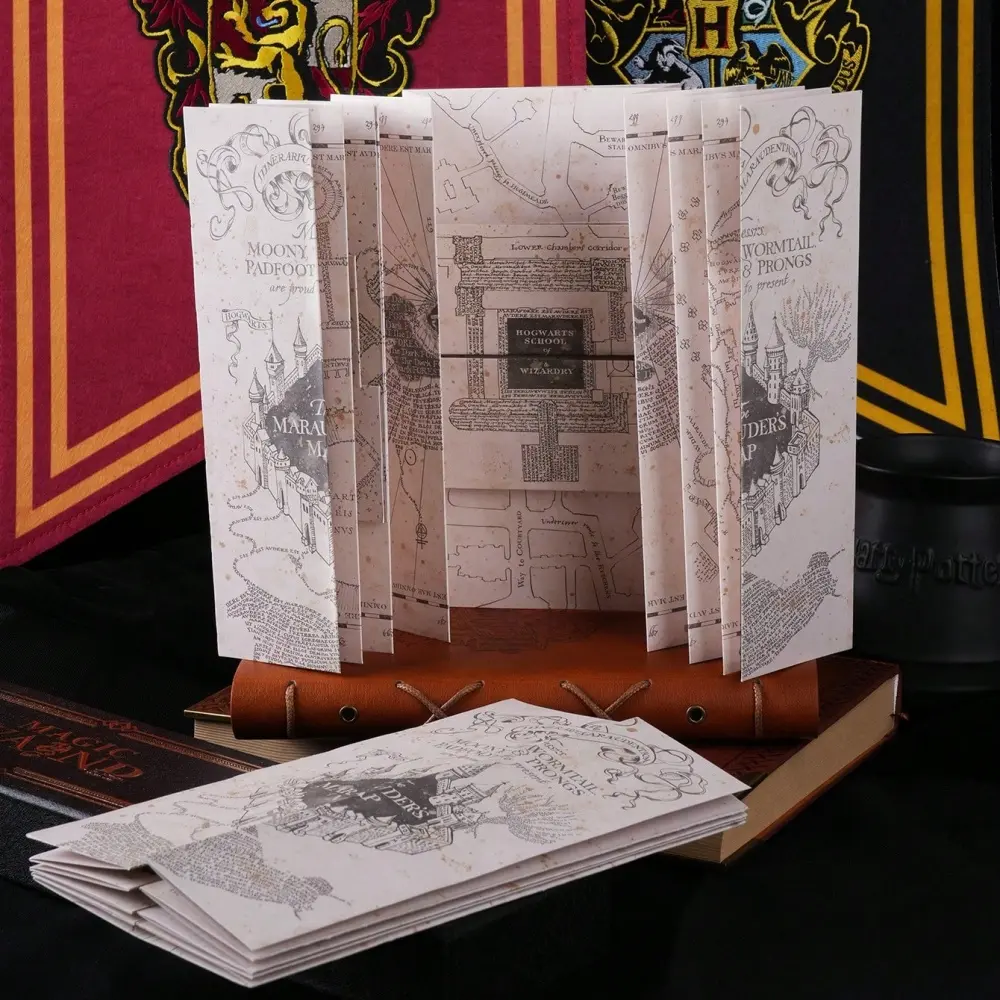 1pc Harry Potter Officially Licensed Map of The Marauder's School of Magic Hogwarts Castle Magical Cosplay Props Movies Anime Peripheral Gilded Tickets Treasure Hunt Map Collectibles