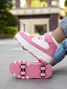 Youth Two-Wheel Roller Skates, Fashionable Breathable Low-Top Sports Shoes, Detachable Outdoor Leisure Inline Skates for Boys and Girls