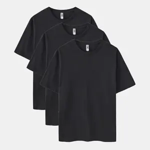 Solid All Black 3-Pack Crew Neck Menswear Top