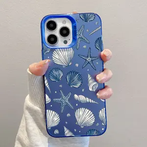 TPU Case for iPhone 17 16 E Pro Max 15 Plus 14 13 12 11 XR XS  Blue Seashells and Starfish Pattern Aesthetic, Trendy, Pattern Phone Cover  case
