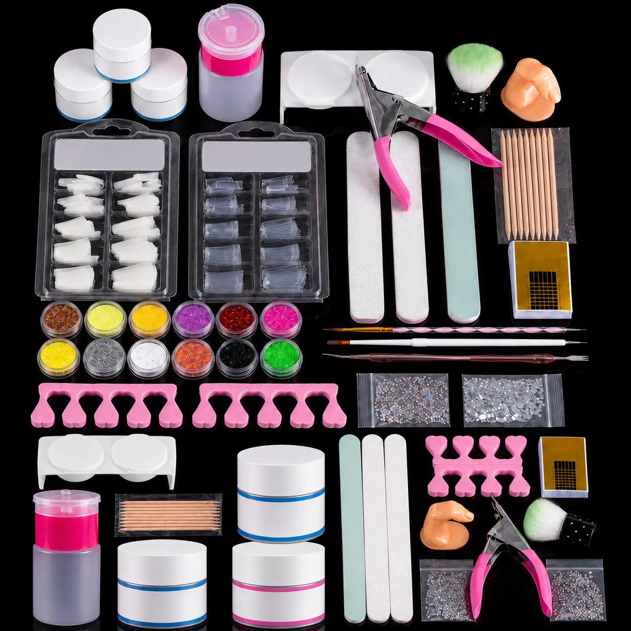 Professional Acrylic Nail Kit for Beginners with Everything 12 Glitter Acrylic Powder Set Complete Nail Art Starter Kit with Acrylic Liquid Brush Nail Tips Forms Clipper File & DIY Manicure Tools for Home Salon