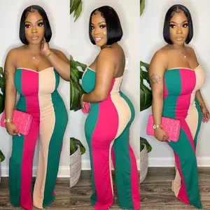 Autumn and winter clothing Fashion Women Patchwork Wide Leg Jumpsuit 2025 new Party Evening One Piece Set