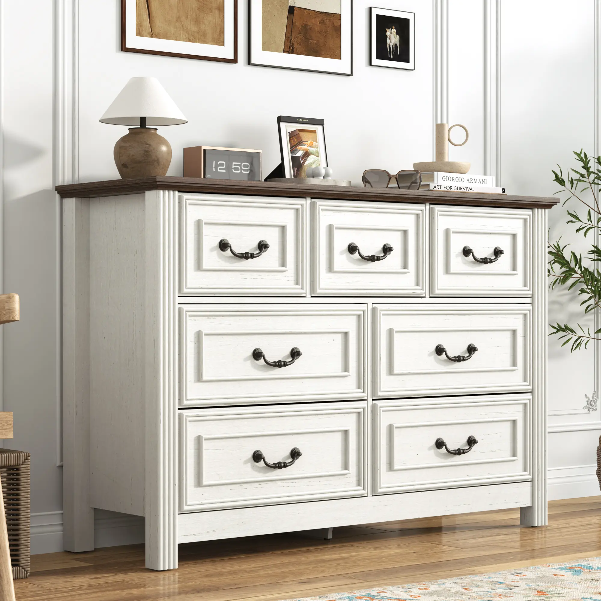 Farmhouse 7-Drawer Dresser with Vintage Details, Rustic Wood Storage Chest for Bedroom, Living Room or Hallway - TikTok Shop Farmhouse 7-Drawer Dresser with Vintage Details, Rustic Wood Storage Chest for Bedroom, Living Room or Hallway - TikTok Shop