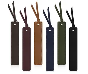 Leather Bookmark, 6 Pcs Classic Style Bookmark for Man, 0.05 Inches Thin Handmade Stitched Book Marks, Page Markers Reading Gifts for Book Lovers and School Students (Dark Retro)
