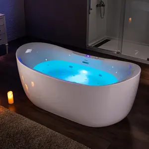 WOODBRIDGE 72" x 35-3/8" Whirlpool Water Jetted and Air Bubble Freestanding Heated Soaking Combination Bathtub with LED control panel , BJ400