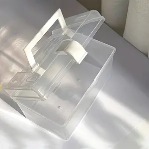 Large Clear Plastic Storage Box with Handle - Portable Finishing Box for Jewelry, Hair Accessories, Stationery and Small Items - Durable PP material, transparent design for easy viewing, perfect for home storage, gifts and desktop finishing