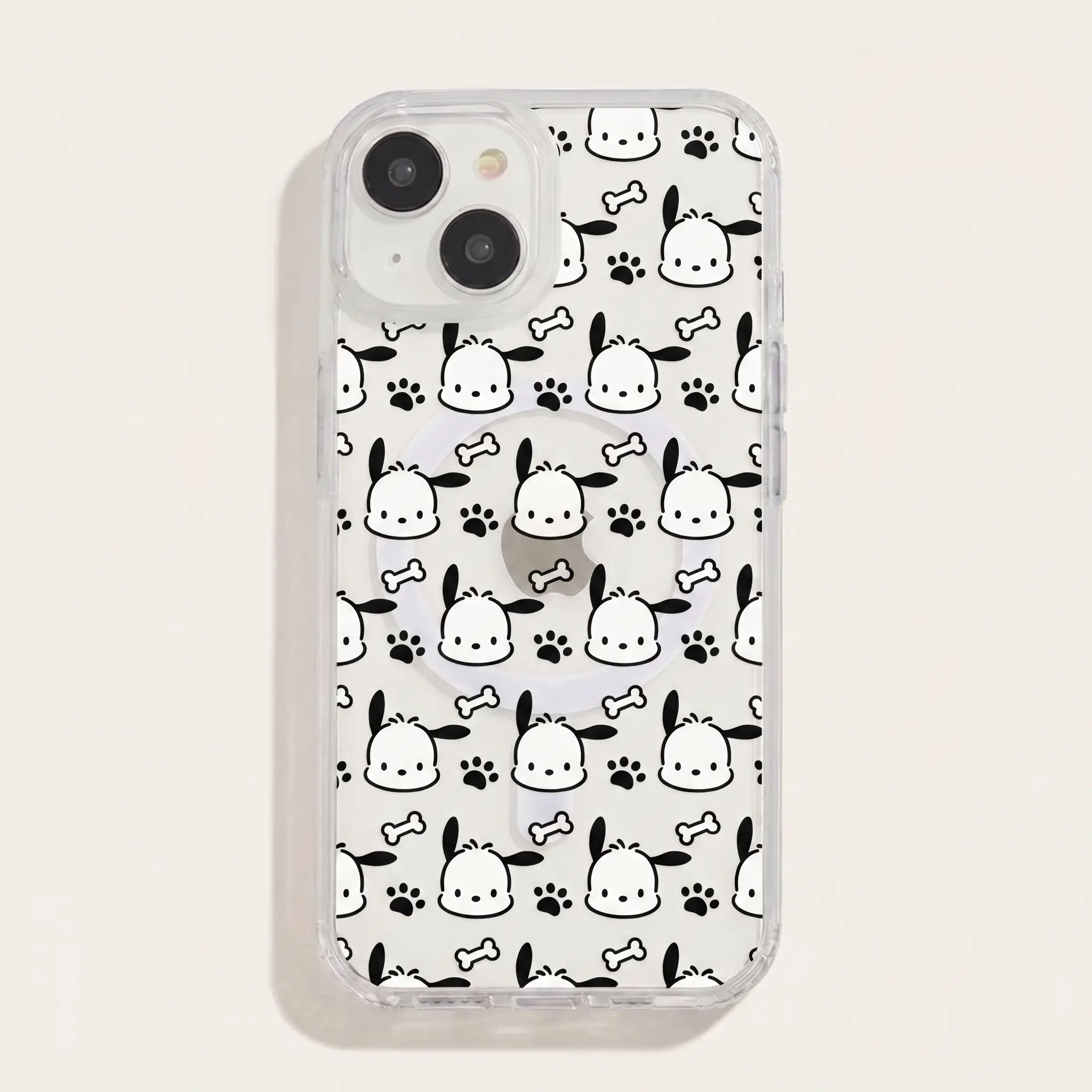 Cute Kawaii Pochacco Repeat MagSafe Clear Phone Case,Cute Dog Shockproof Protective Cover, Slim Wireless Magnetic Case for iPhone 17 16 15 14 13 12 11 Pro Max, Samsung S26 S25 S24 S23 S22 Ultra