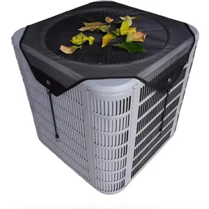 Large air conditioning cover, 36X36 inches outdoor durable air conditioning cover, heavy-duty breathable fabric, windproof and dustproof design, no power supply required, all-season weather protection Metal Black, Mesh Fabric