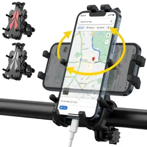 Universal Motorcycle Phone Holder Anti-Shake 8-Claw Fixed Design, 360 Degree Rotatable Shockproof Handlebar Phone Mount, Quick Release Cell Phone Cradle Compatible with Bicycle Scooter ATV Fit Most Smartphones