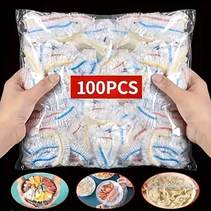 100 Reusable Food Covers, Odorless Plastic Lids, Alternative to Cling Film, Suitable for Home, Restaurant & Picnic Use